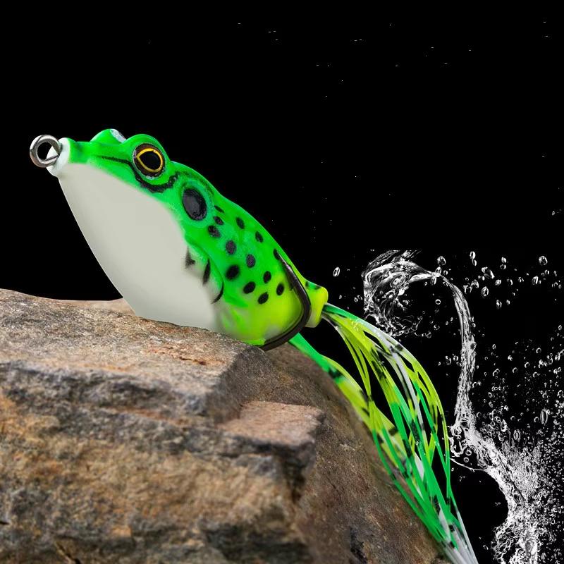 1Pcs Frog Bait Plastic Fishing Lure With Fishing Hooks Topwater Ray Frog Artificial 3D Eyes Fishing Tackle Accessory Fish Suppli