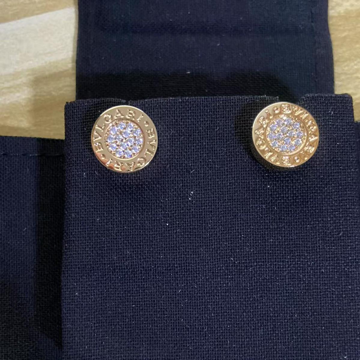 

S925 Sterling Silver Baogea Round Stud Earrings with Full Diamond Pave Setting - Luxury Unisex Jewelry, New Arrival. рожевий колір золота