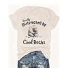 Plus Size Women's Short Sleeve T-shirt Easily Distracted By Cool Rocks Soft and Comfortable Fabric Summer Outfits Women's