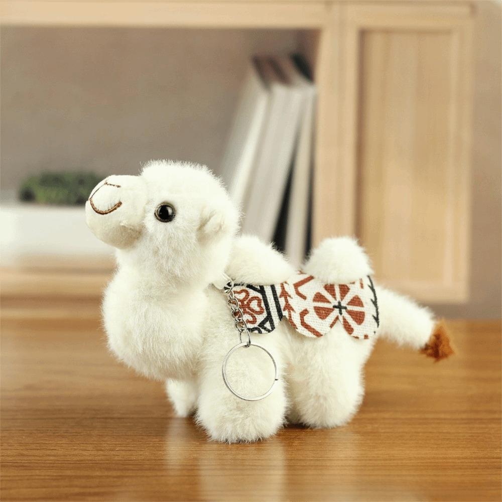 Cute Style Camel Bag Charm Plush Stuffed Camel Toy Fashion Desert Camel Key Ring  Purse Accessories Style 1