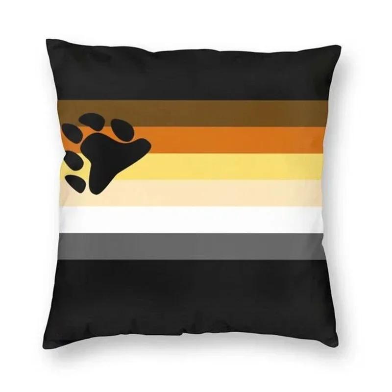 Rainbow Bear Paw LGBT Print Pillow Cover Gay Pride Rainbow Flag Cushion Cover  for Living Room Home Decor