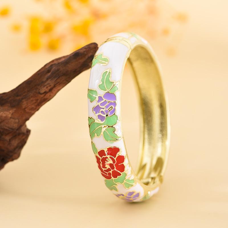 Cloisonné Pfingstrosenblüte Mode Armband - Perfektes Souvenir Geschenk für Freundin oder Mama