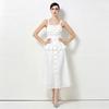 Summer White Sleeveless Spaghetti Strap Dress Women Vintage Button Down Ruffle A-Line Midi Dress Elegant Casual Beach Dress