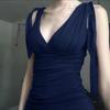 Vest Women's New Sexy V-neck Chest Pleated Bottoming Top