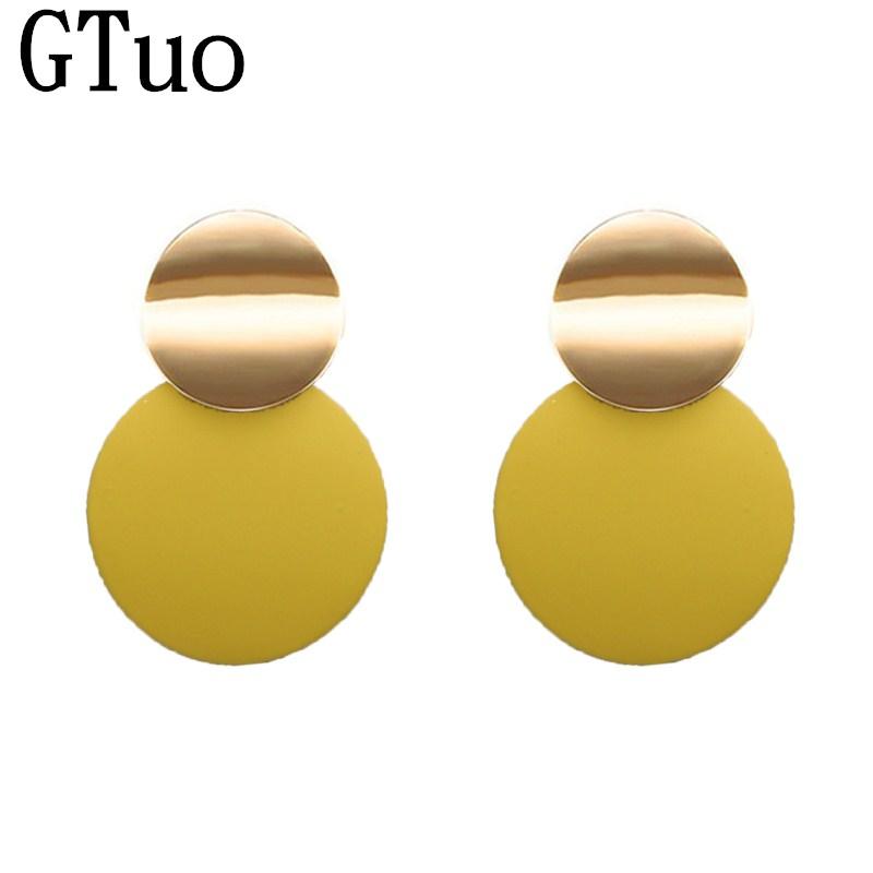 Round Sequin Dangle Earrings for Women Colorful Punk Metal Long Drop Earring Female Statement Bohemian Jewelry Gift