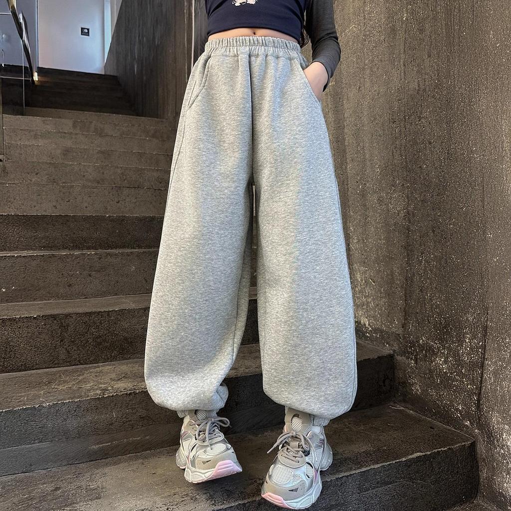 2025 New Style Fleece-Lined Sweatpants for Junior High School Girls