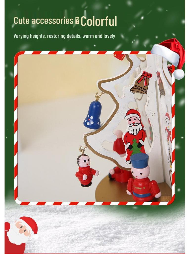 Hölzerne Weihnachtsbaum-Spieluhr-Dekoration für DIY-Fensterdekorationen