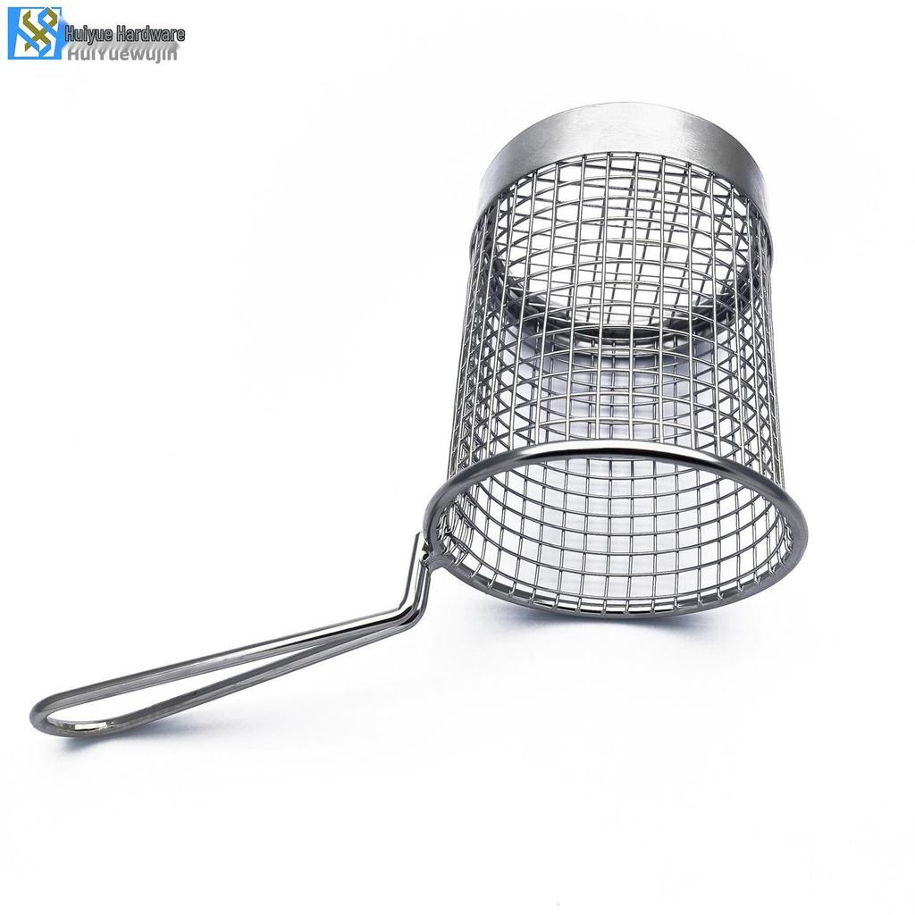 Stainless Steel Frying Basket with Skimmer, Sieve & Hook for French Fries, Fried Chicken, and Bread.