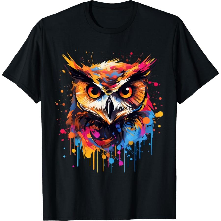 

Cool Owl on colorful painted Owl T-Shirt XXXXXL чорний