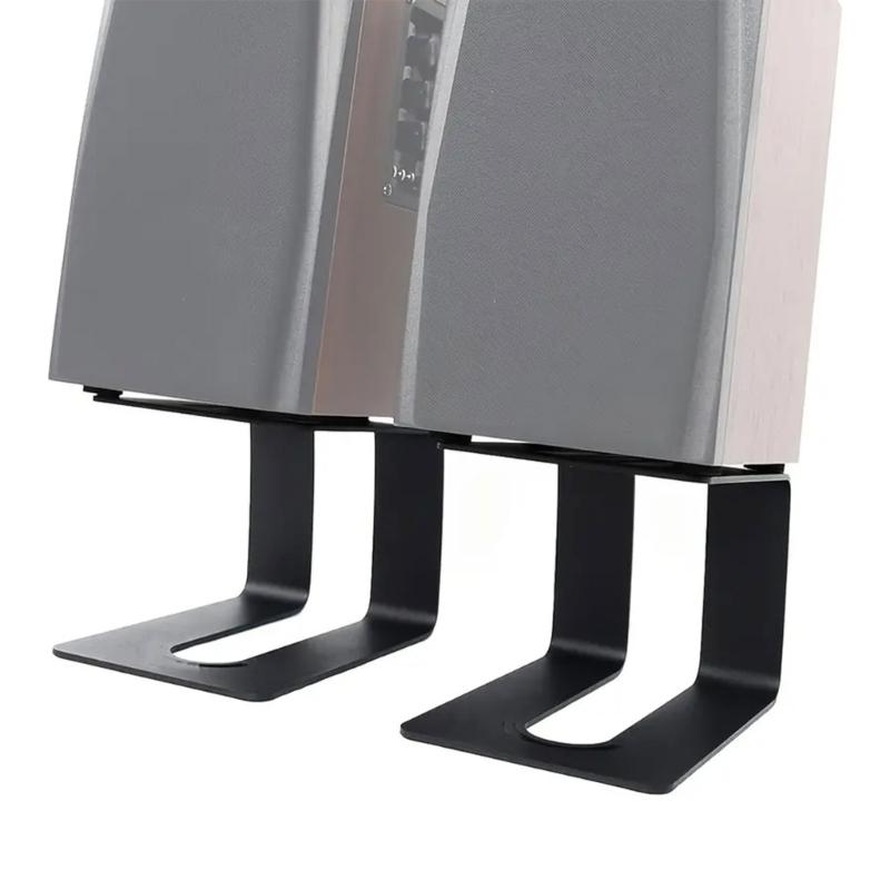 Heavy Duty Metal Speaker Holder With Vibration Reducing Rubber Feet For Desktop Speakers