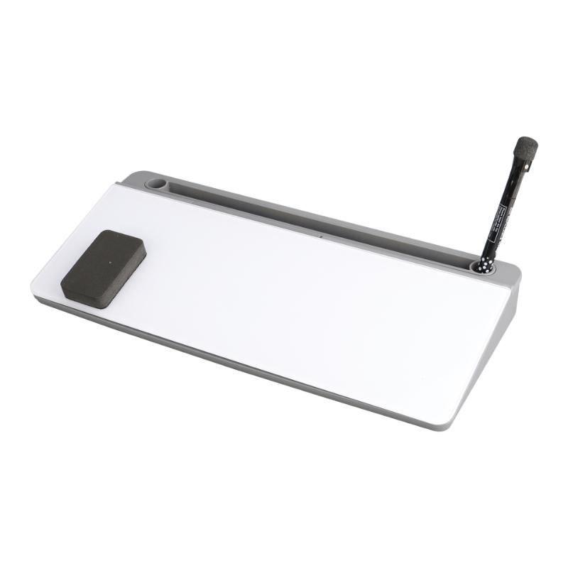 1-in-1 Sleek Compact Glass Desk Whiteboard with Built-in Storage Modern Tempered Desktop Organizer Keyboard Holder Efficient