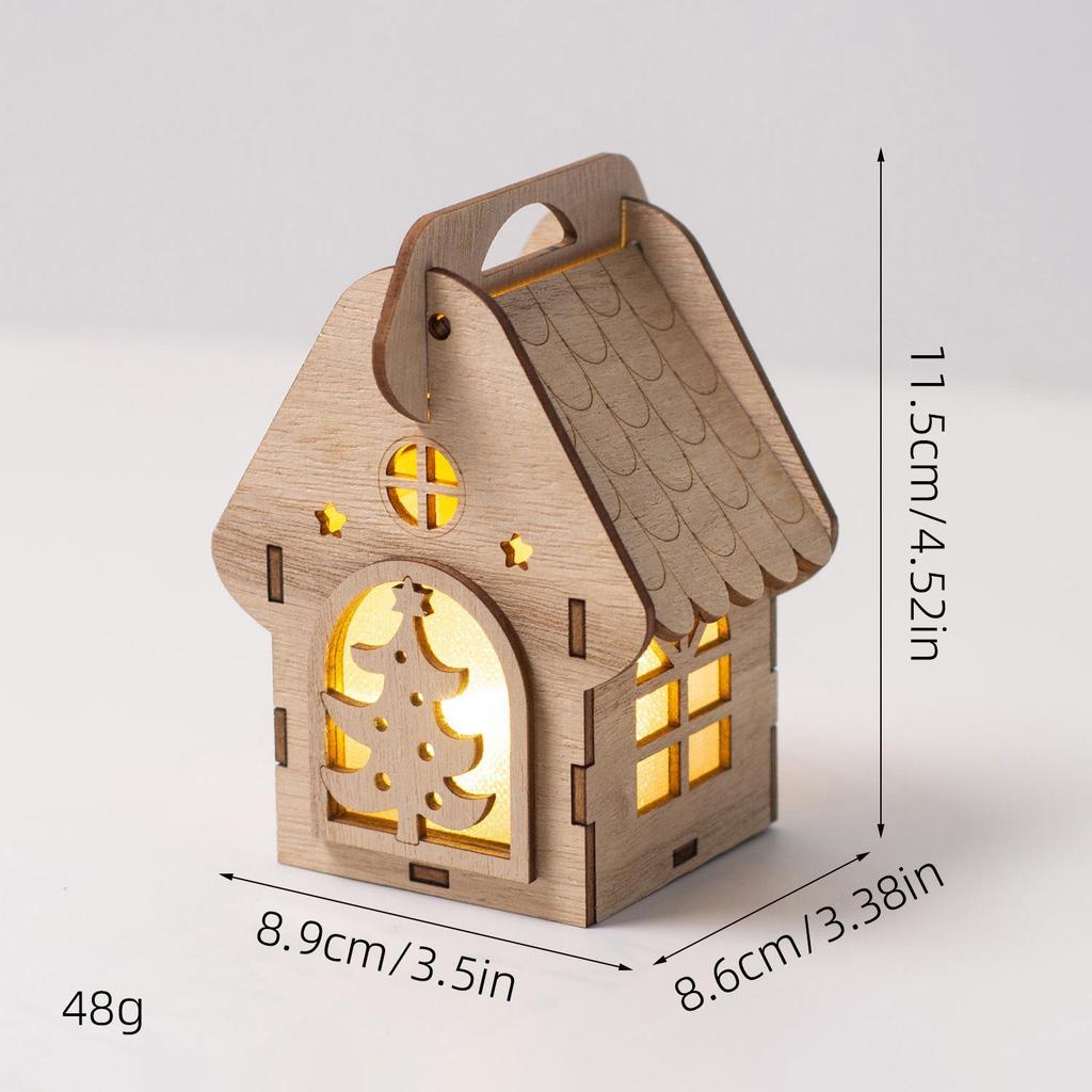 Christmas Luminous Wooden Cabin Ornament - Small House Tree Decoration