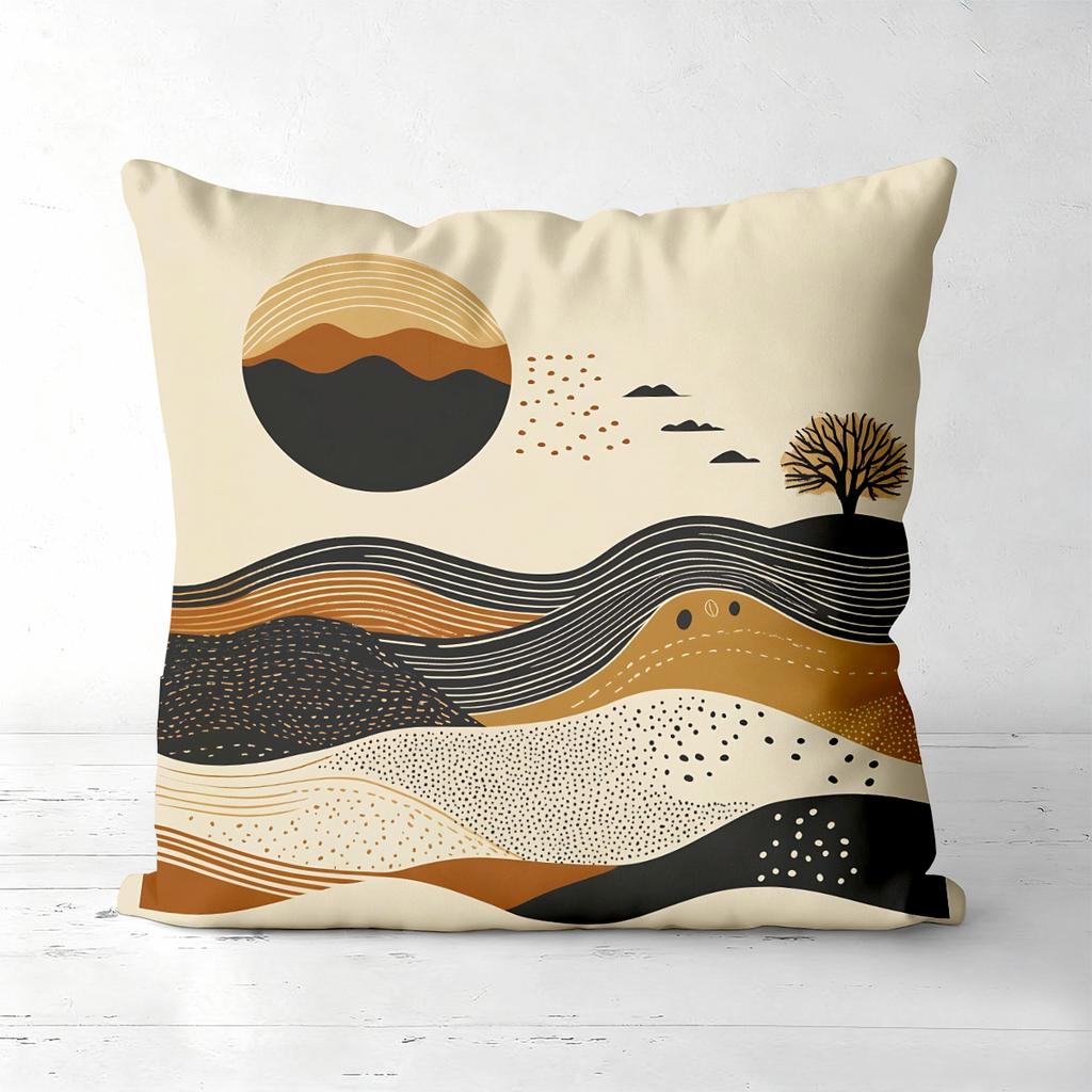Boho Abstract Desert Sunset Throw Pillow Covers Pattern Cushion Cover Suitable For Sofa Bedroom Car Pillow Cover