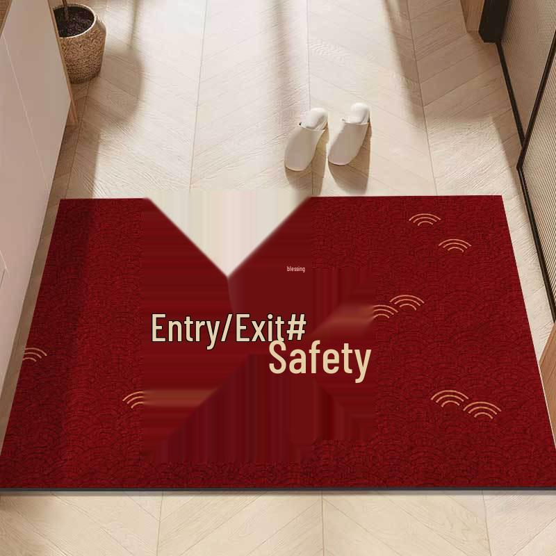Red Festive Non-slip Water-absorbing Entryway Door Mat