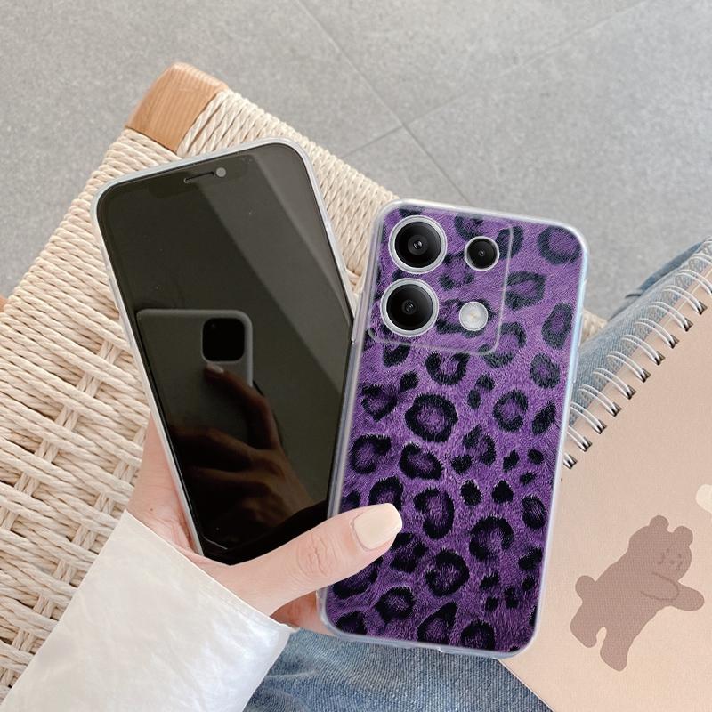 Leopard Mjukt Transparent Silikonfodral För Xiaomi Redmi Note 13 14T 15 Samsung A55 A35 S24 FE S25 iPhone Huawei Honor 200 Kameraskydd Stöttåligt Skydd
