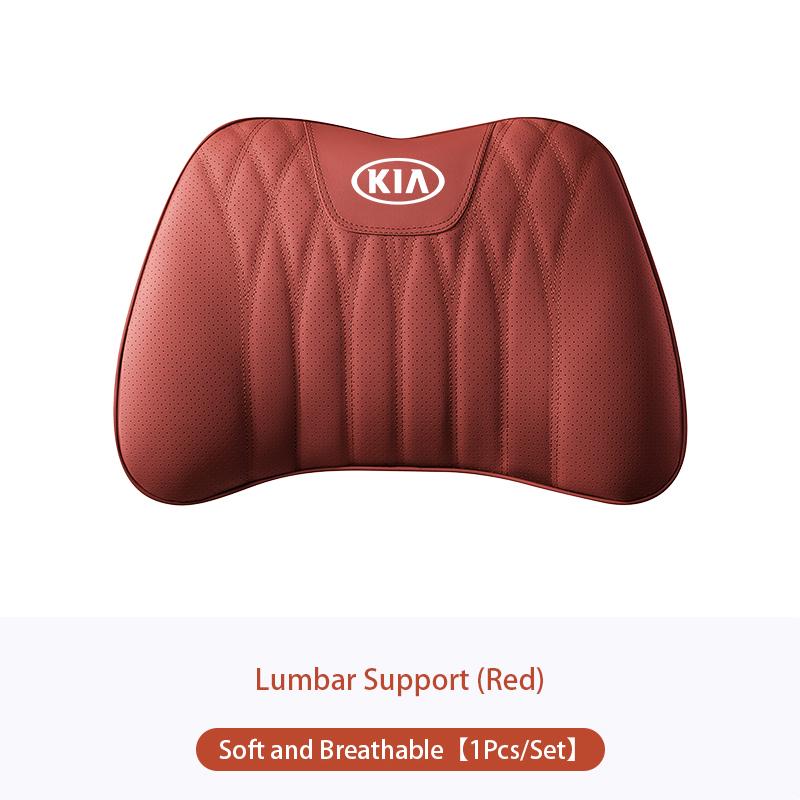 Car Leather Waist Pillow Supports Breathable Memory Foam Cushion For KIA EV6 Stinger RIO Sorento Picanto Ceed Borrego Syros K4