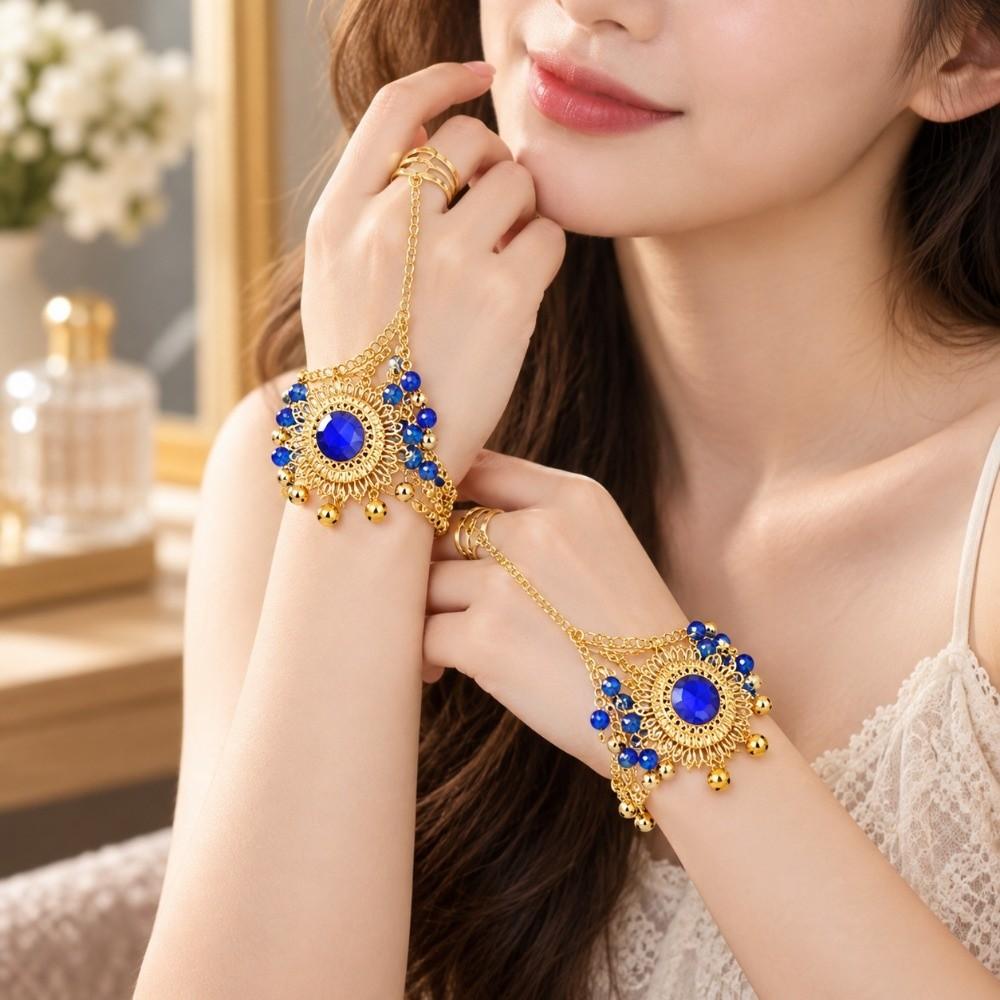 1pc/1pair Fashion Out Tribal Ring Bracelet Belly Dance Costumes Diamond Bracelet  For Girl Bead Show