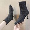 Fashion Ankle Boots for Women Stripper Pole Rhinestone Stiletto Heel Booties Y2k On Promotion Trend 2025 High Quality Woman Short Shoes