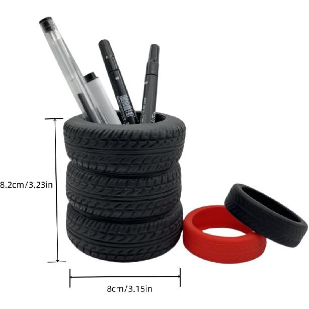 1 Pcs Tire Shaped Planter Pen Holder and 2 Mini Tire Decoration Tire Shaped Pencil Holder Succulent Cactus Planter Pot for Desk Home Office