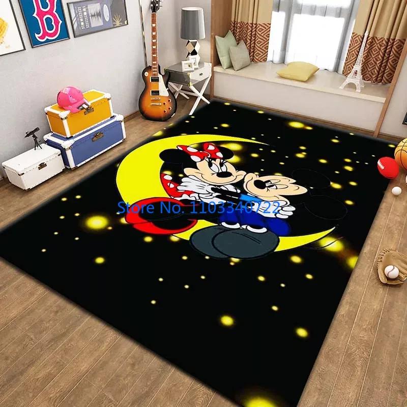 Mickey Minnie Area Mat, Cute Cartoon Rug Carpets 120x160cm Decor for Living Room Children's Bedroom Sofa Bathroom Kids Floor Mat