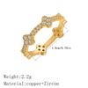 Kinitial High Quality Simple And Fashionable Korean Crystal Zircon Fower Women's Ring Golden-Plated Copper Ring Wholesale