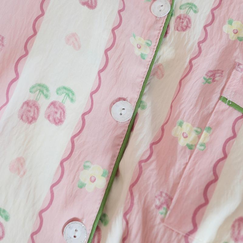 Print Flower Soft Thin Women's Pajama Set Autumn New Casual 2 Pieces Pajama Set Full Length Sleepwear for Sleeping Home Suits