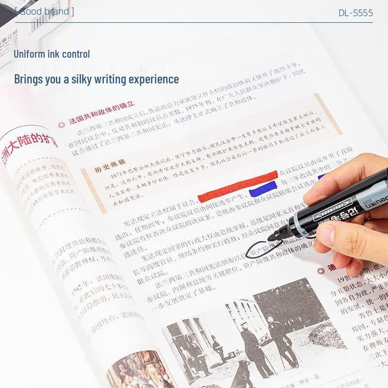 Deli S555 Dual-Tip Marker Pens, 10-Pack