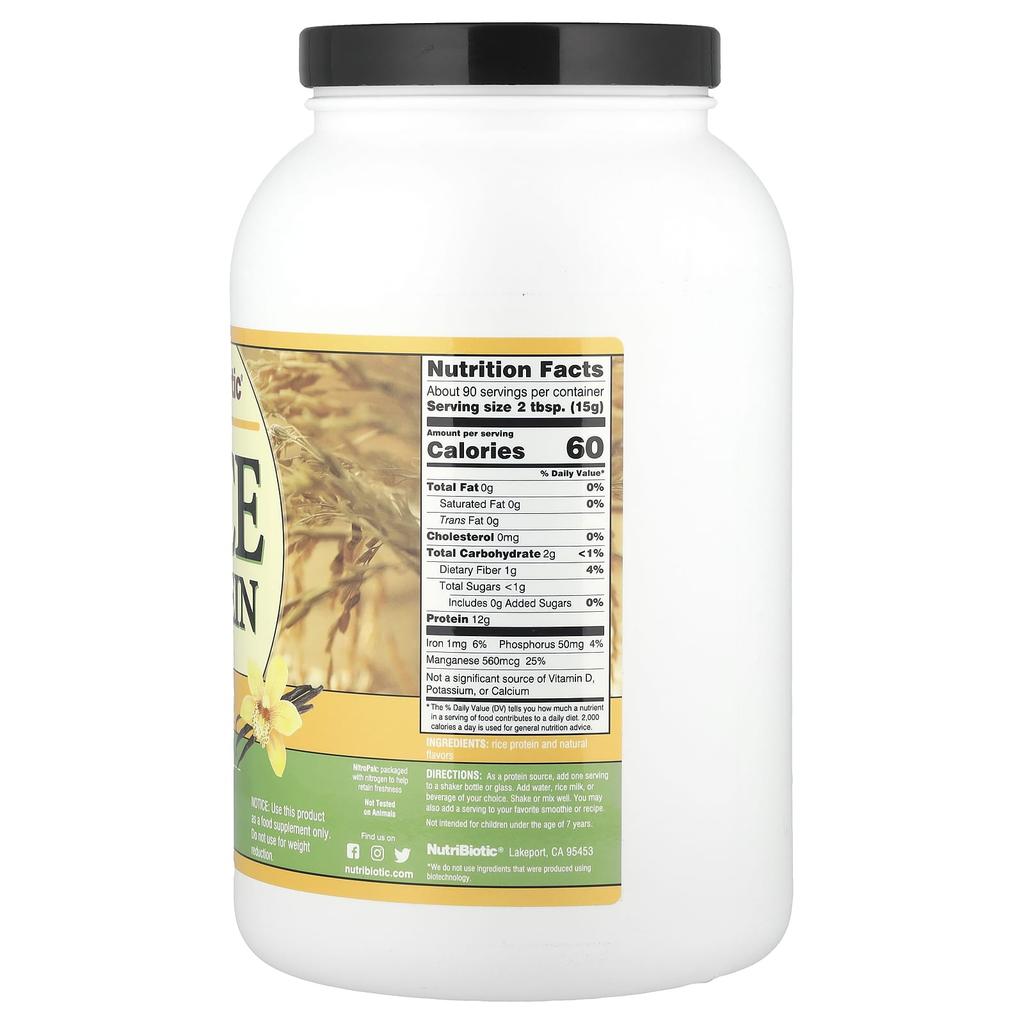 Raw Rice Protein, Vanilla, 1.36Kg(3Lb)