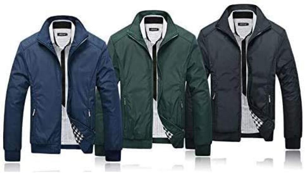 Military Color Blouson Zip Jumper Outdoor Colorful Lining Check Long Sleeve Jacket Jacket Short Coat Jumper Thin Simple Jumper Zip Up Light Outerwear