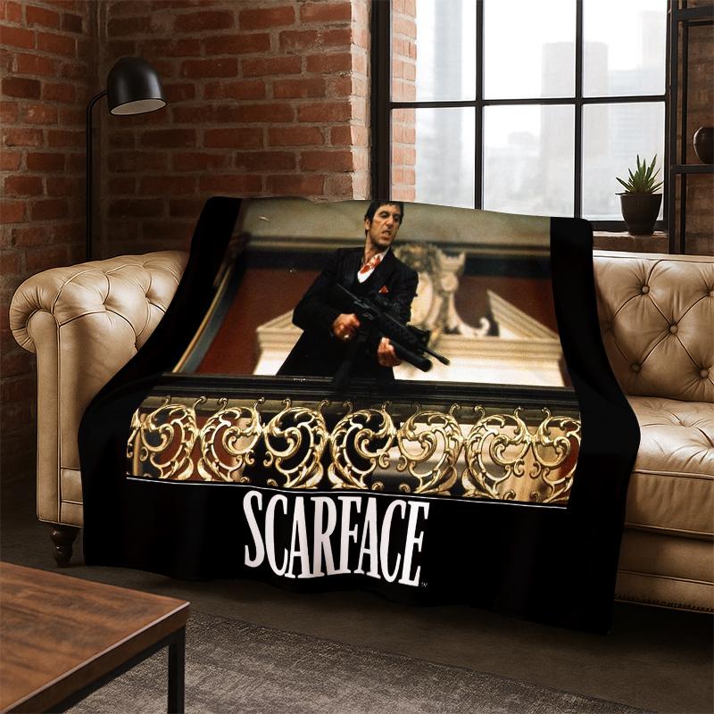 Scarface Classic Movie Tony Flannel Blanket Soft Warm Blanket Throw Blanket for Bedroom Living Room Bed Travel Picnic Gift kid 75x90cm
