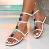 Fashion Liyke Bohemian Style Casual Gladiator Sandals Women Summer Fashion Colour Gem Strap Open Toe Flat Shoes Roma Sandalias De Mujer