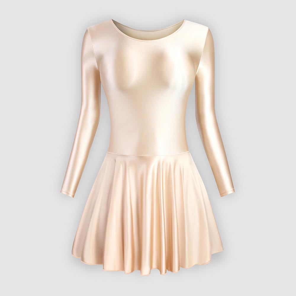 

Глянцевый шелковистый купальник с длинным рукавом для йоги и балета S