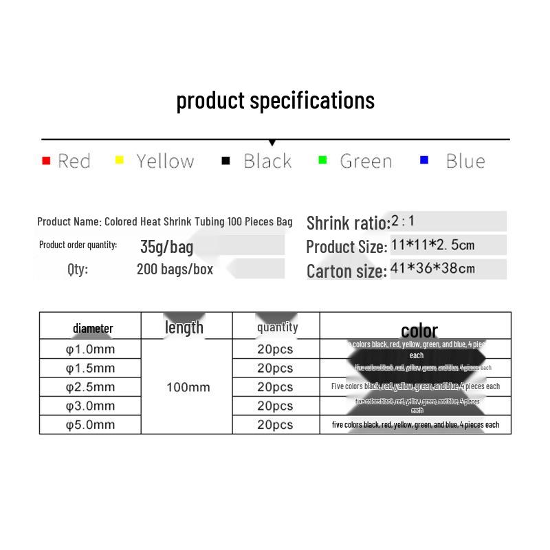 100 SZTUK Kolorowy Zestaw Rurek Termokurczliwych - Domowe Rozwiązanie do Izolacji Przewodów