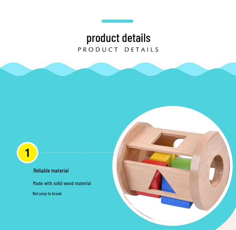 Montessori Wooden Building Blocks Box: Toddler Sensory Educational Toys