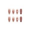 24 Pcs Summer Nail Art Ice Clear Blush Wearing Nail Sweet Ice Pomelo Love Milk White Nail Art Tablets Fake Nail