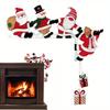 2D Flat, Charming Wooden Santa Claus, Snowman and Reindeer Door Frame Decoration-Hang Holiday Ornament,Christmas Wall Decoration