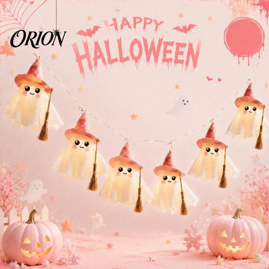 Halloween Geister Lichterkette LED für Dekorationen, Niedliche Hängende Gaze Lampen Weiches Leuchten Nachtlicht mit Warmweißen Lichtern, Innenbereich Zuhause Party