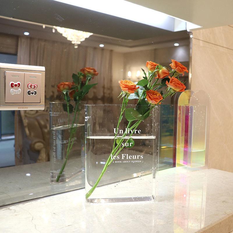 Modern Creative Flower Vase Hydroponic Container Clear Acrylic Decorative Flower Arrangement Bottle Desktop Vase Home Ornament