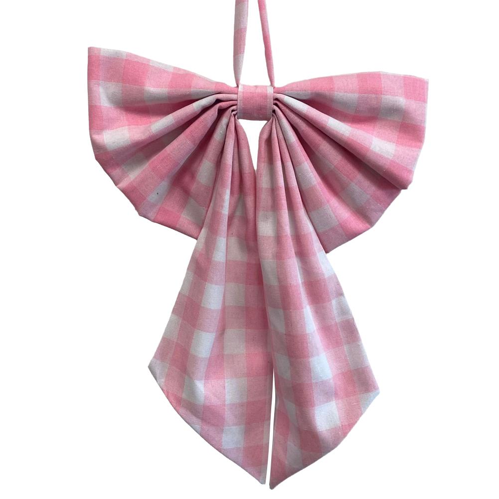 Christmas Sweet Retro Checkered Oversized Bow Ribbon Can Hang Large Bow Decorations For Party,Courtyard,Garden,Window Decoration