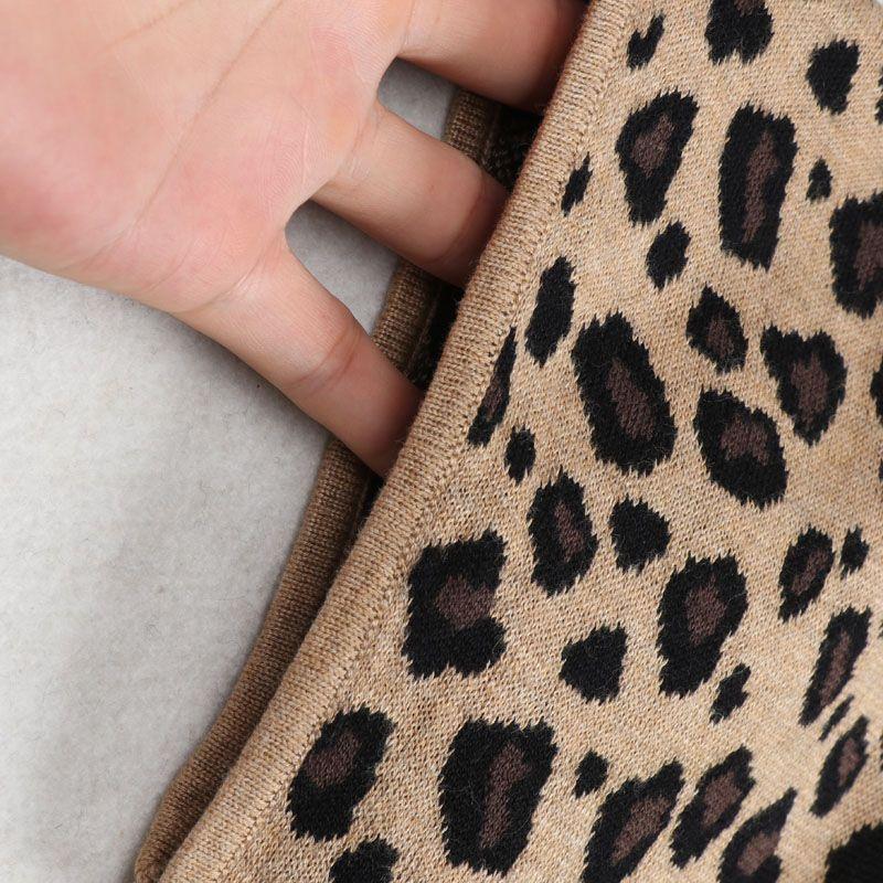 House Guchun Summer New Arrival Export European and American plus Size Women's Clothes Leopard Print Short Sleeve Knitting Dress Umbrella Skirt