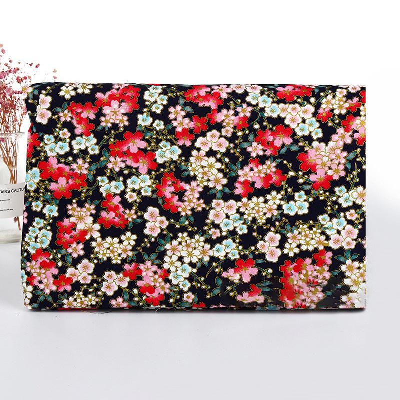 100*150cm Japanese Style Red Cherry Blossom Bronzing Fabric For Sewing Patchworks Quilting Needlework Diy Handmade Material