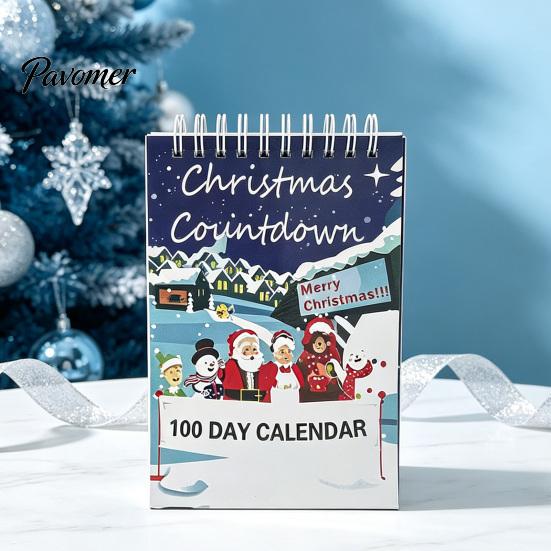 Festive Desk Accessories 2027 Christmas Advent Countdown Calendar, 100 Days Desktop Holiday Party Supplies Paper Flip Calendar for Home Office Decor