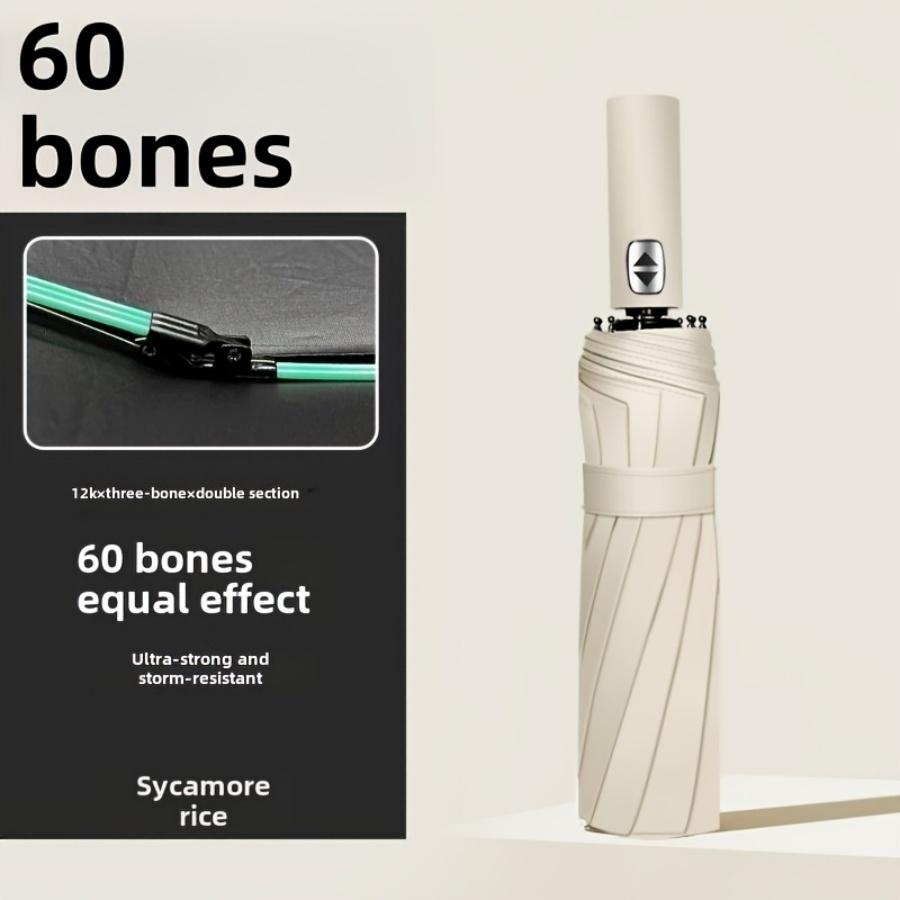 60 Bones Black Glue Fully Automatic Umbrella With Thick And Durable Keel Three Fold Umbrella Uv Resistant Umbrella