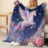 Unicorn Series Lightweight Flannel Blanket Soft, Warm & Skin-Friendly, Versatile Design for Home, Picnics, Car Trips, Halloween & Christmas