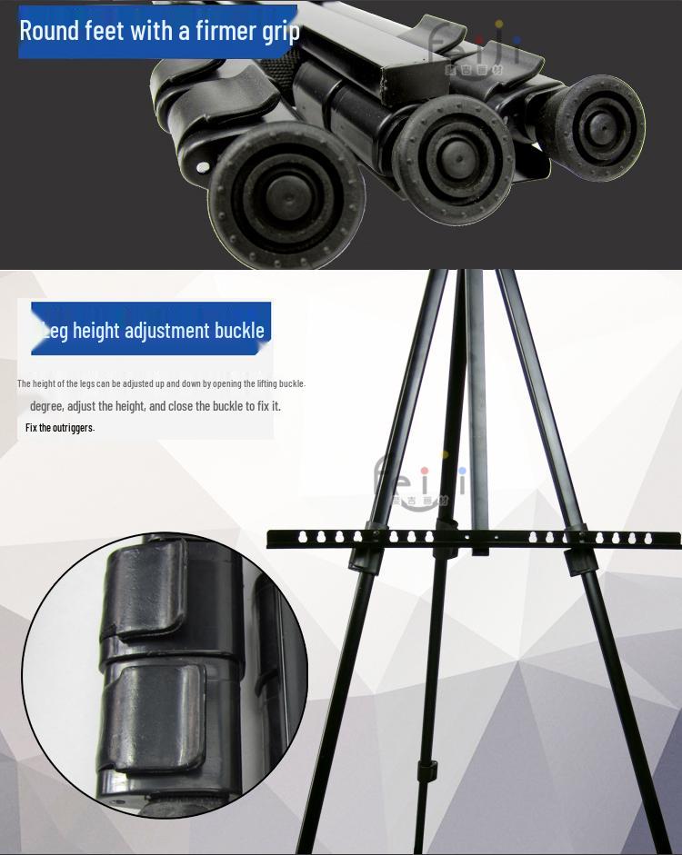 Thickened Iron Folding Art Easel: Triangular Display & Fluorescent Board Stand