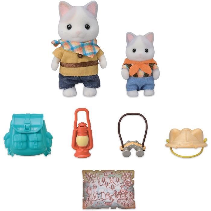 Figurines articulées - sylvanian families - fils et bébé chat latté - aventure en forêt secrète