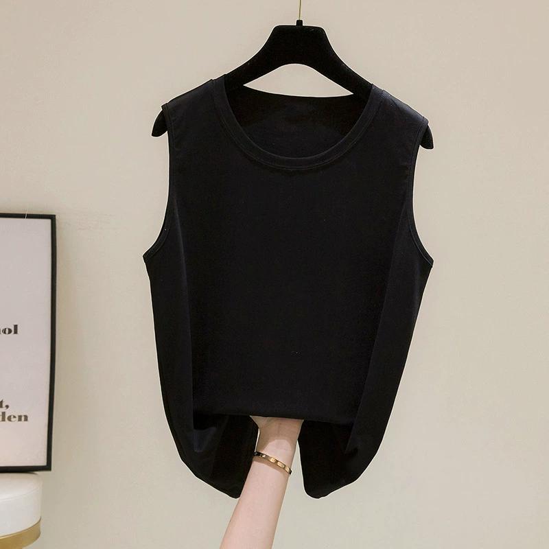 

Female Four Seasons Plus Size Thin Bottoming Undershirt Solid Color Cotton Round Neck T-shirt L чорний