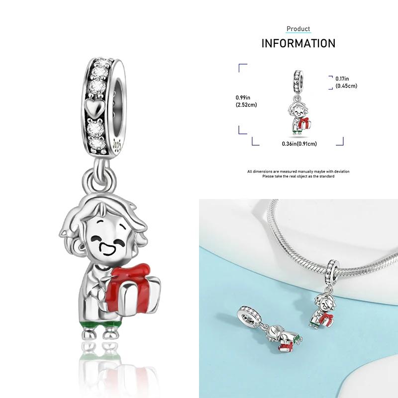 Christmas Charms Copper Elk Santa Claus Bead Snowflake Bell Snowman Charm Fit Original Bracelet Diy Jewelry