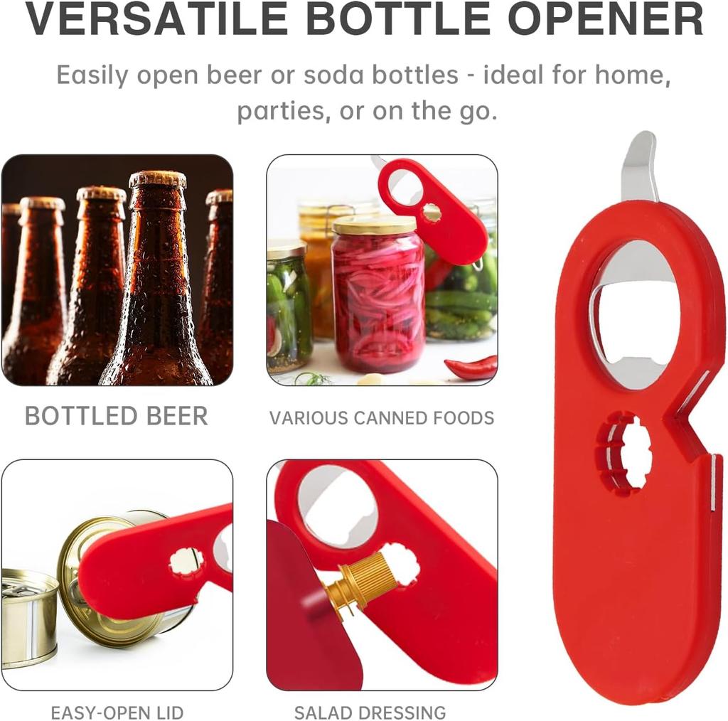 1Pcs 3-in-1 Magnetic Bottle Opener & Can Opener - Stainless Steel Multi-Functional Kitchen Tool for Beer, Soda, and Beverages