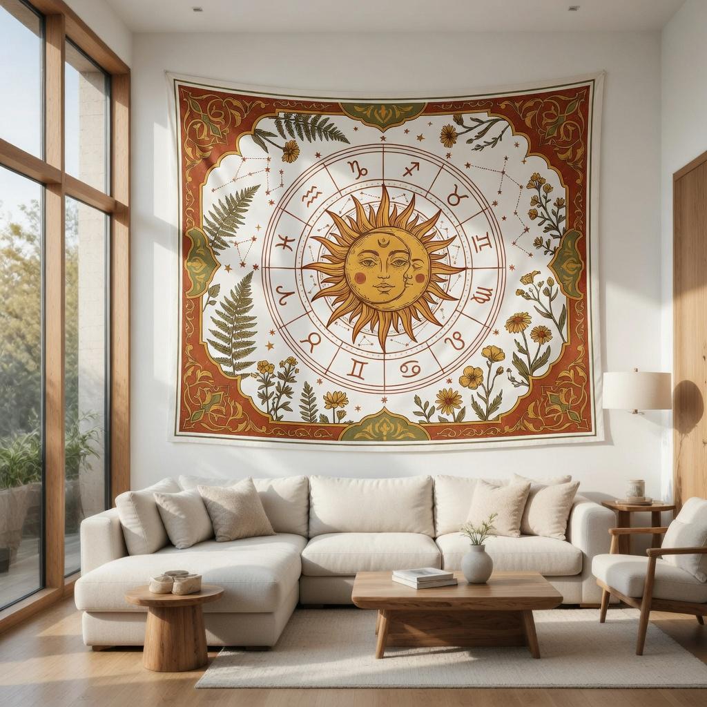 Mystical Zodiac Sun Moon Throw Blanket Aesthetic Astrology Tapestry Bohemian Wall Decor Vintage Bedspread Couch Cover